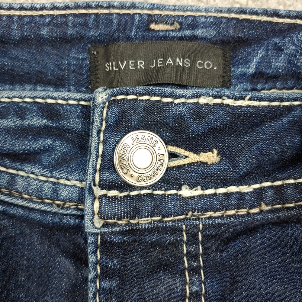 Silver Jeans Co. Suki Capri - Womens 34x25 Blue Distressed Mid Rise - VERY GOOD - Picture 8 of 15